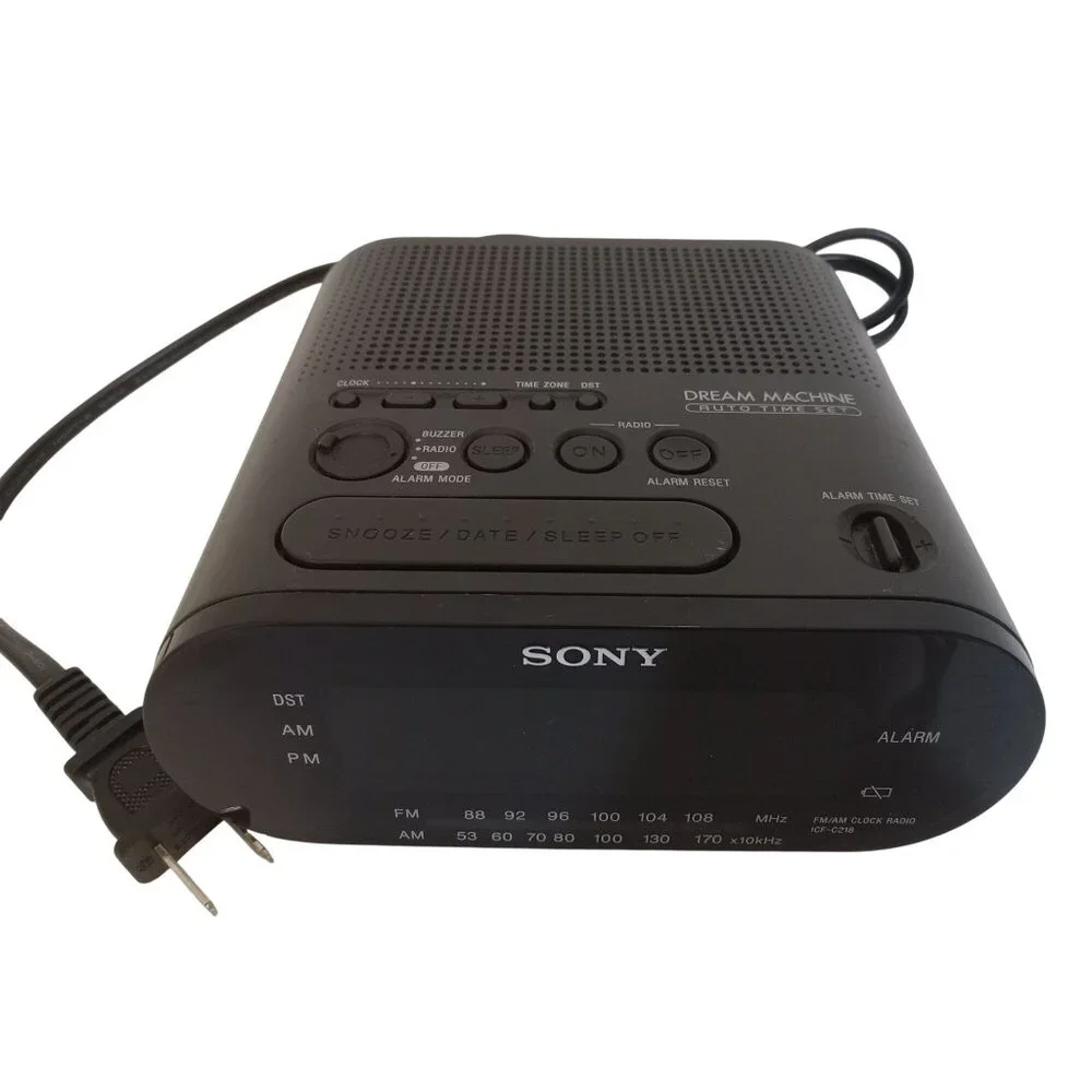 Sony Alarm Clock Radio Unisex Black Dream Machine 10F-0218 Auto Time Set